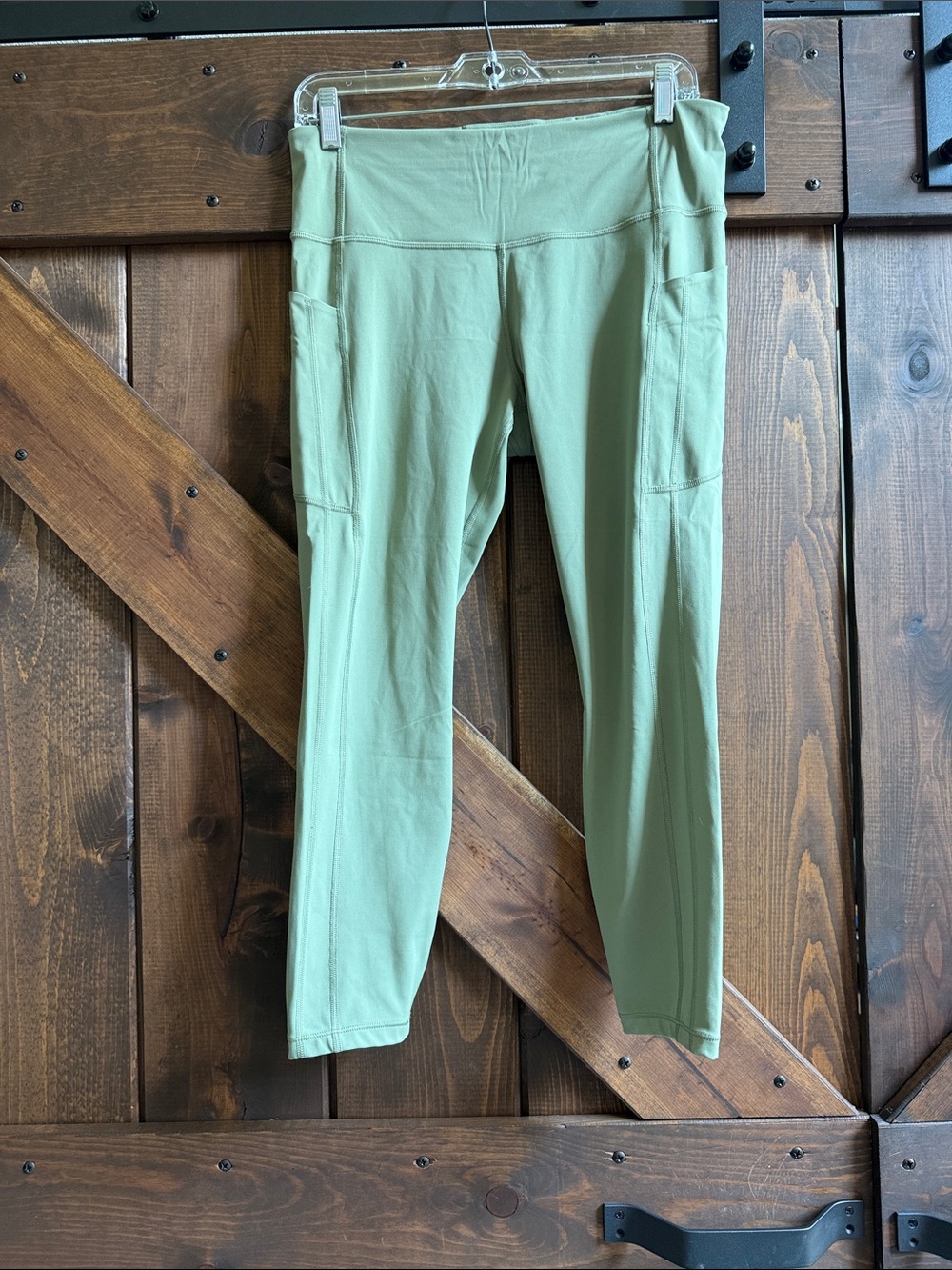 Athleta Olive Green Leggings with Side Pockets